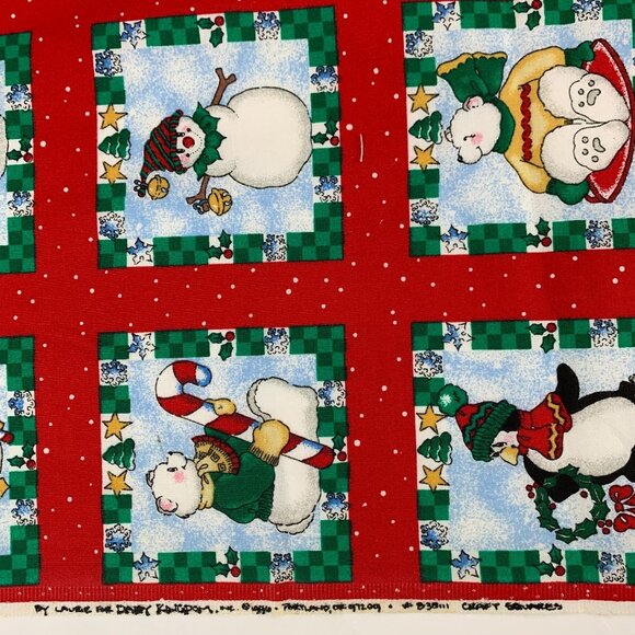 Daisy Kingdom Craft Squares Christmas Holiday Fabric Penguin Snowman B3811 - Picture 3 of 16